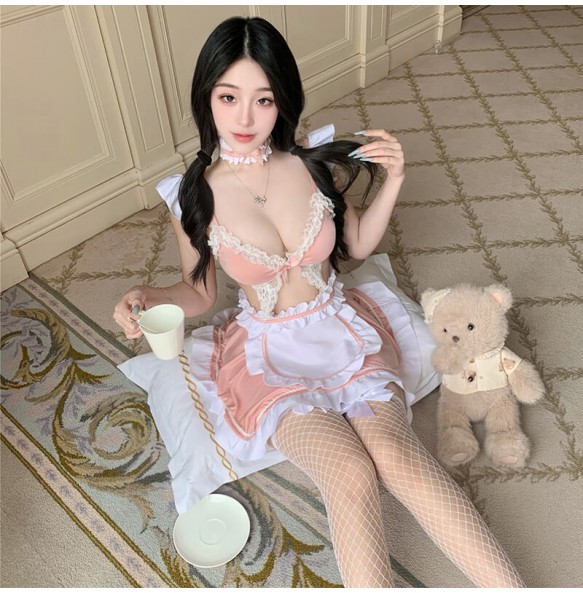 FEE ET MOI - Playful Sweetheart Maid Outfit (Pink - White)